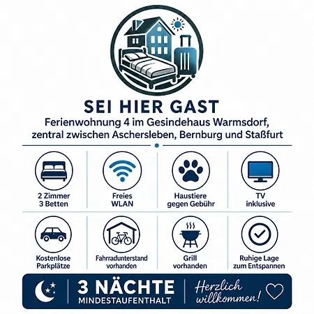 Sei Hier Gast - 4 Im Gesindehaus Warmsdorf, Zentral Zwischen Aschersleben, Bernburg Und Stassfurt Apartment